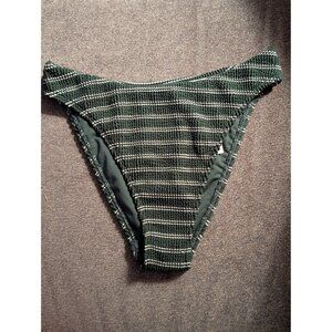 Abercrombie & Fitch XS Green Textured Striped Bikini Bottoms With Stretch